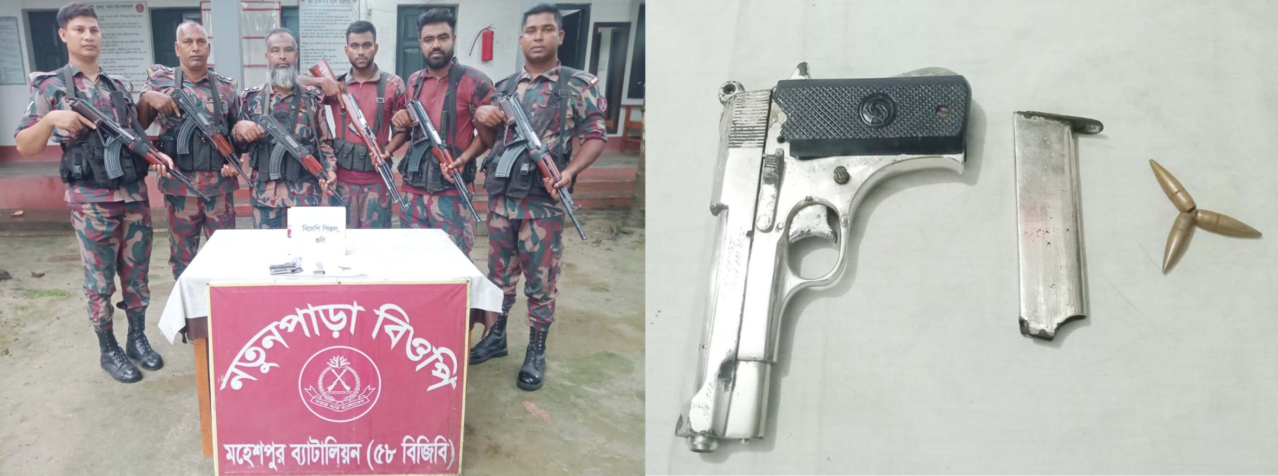 BGB recovers abandoned foreign pistol, ammunition near Jibannagar border