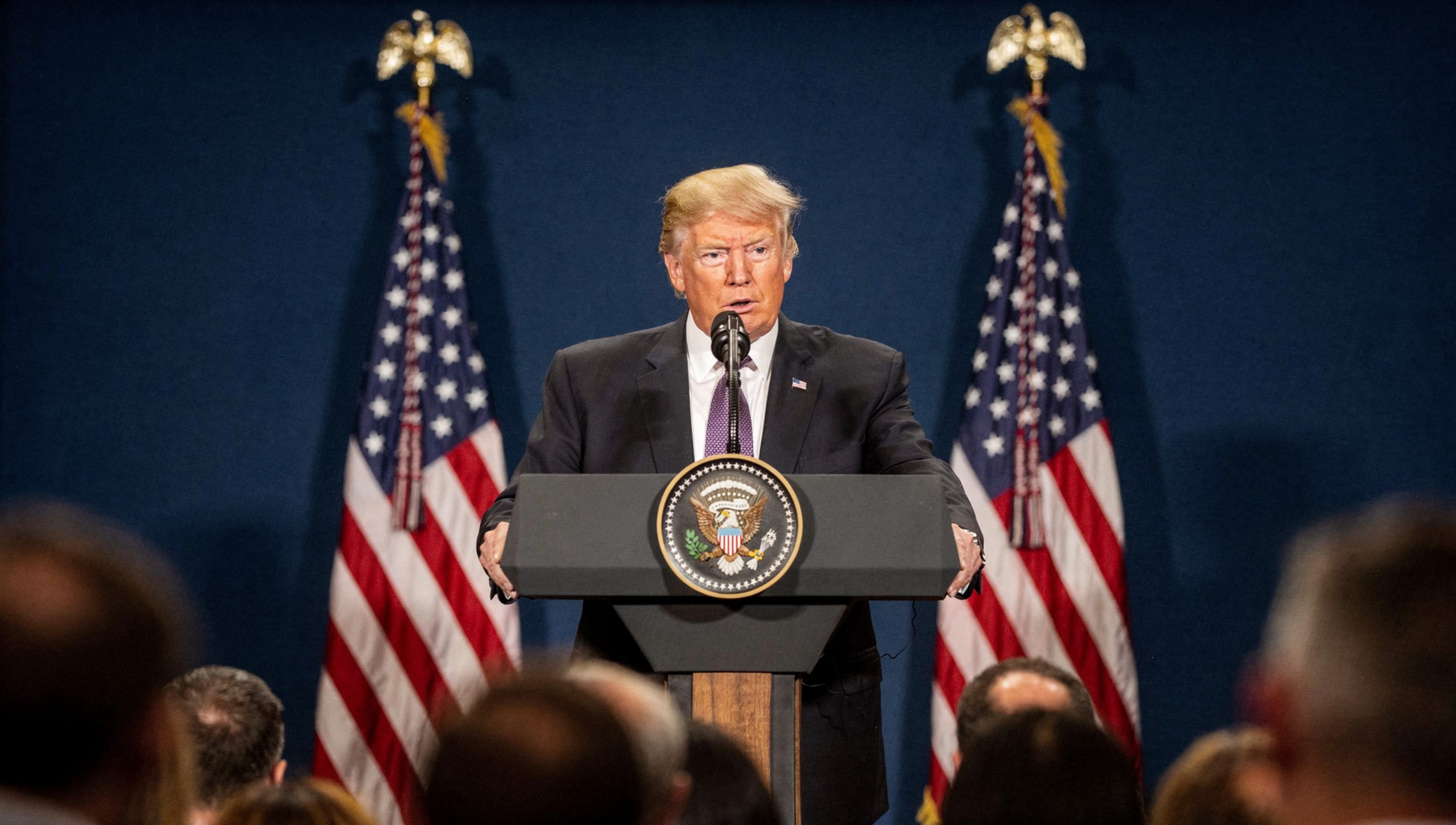 President Trump foreign policy address exterior in Washington.
