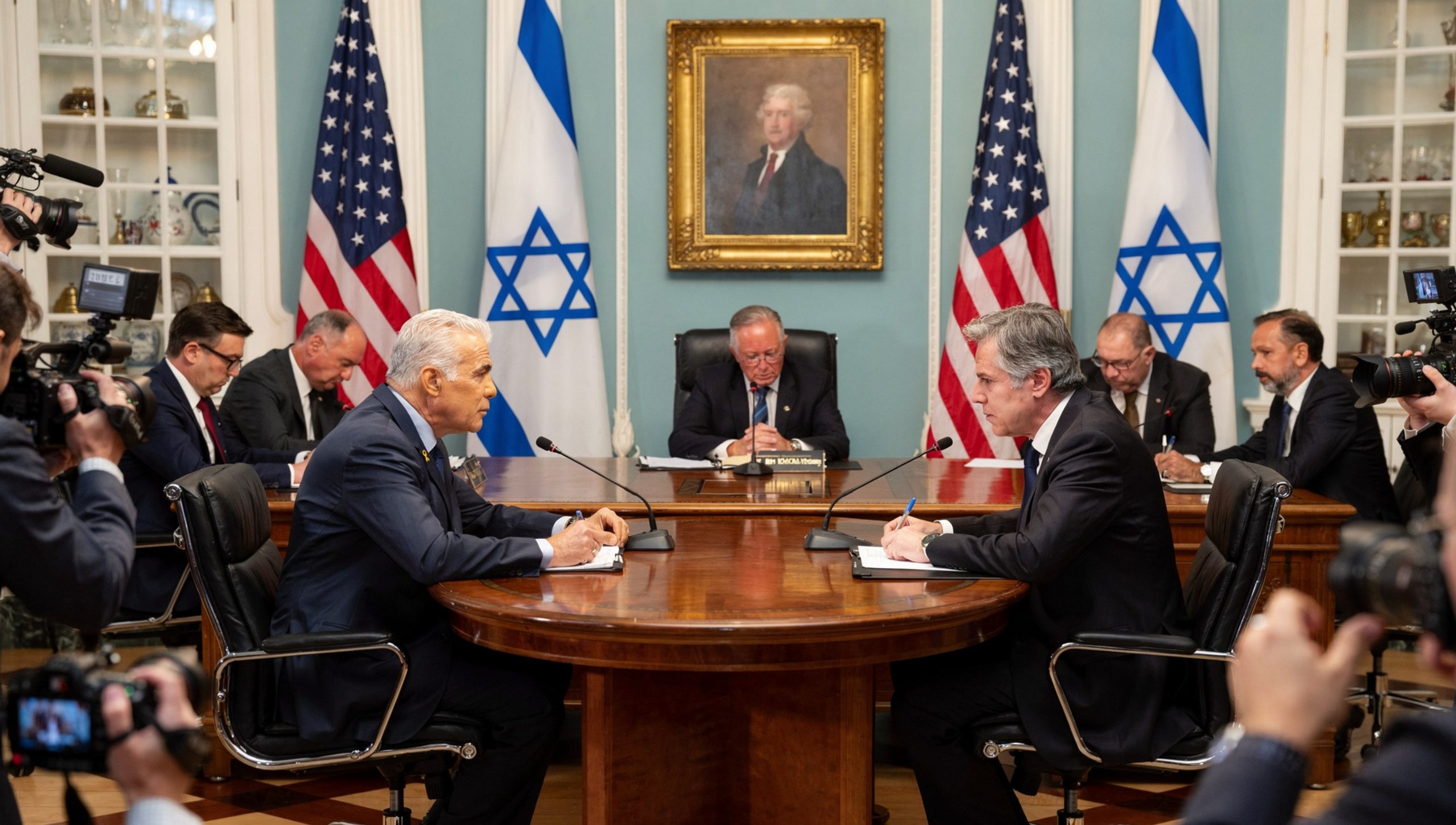 US Israel bilateral diplomatic meeting exterior in Washington.