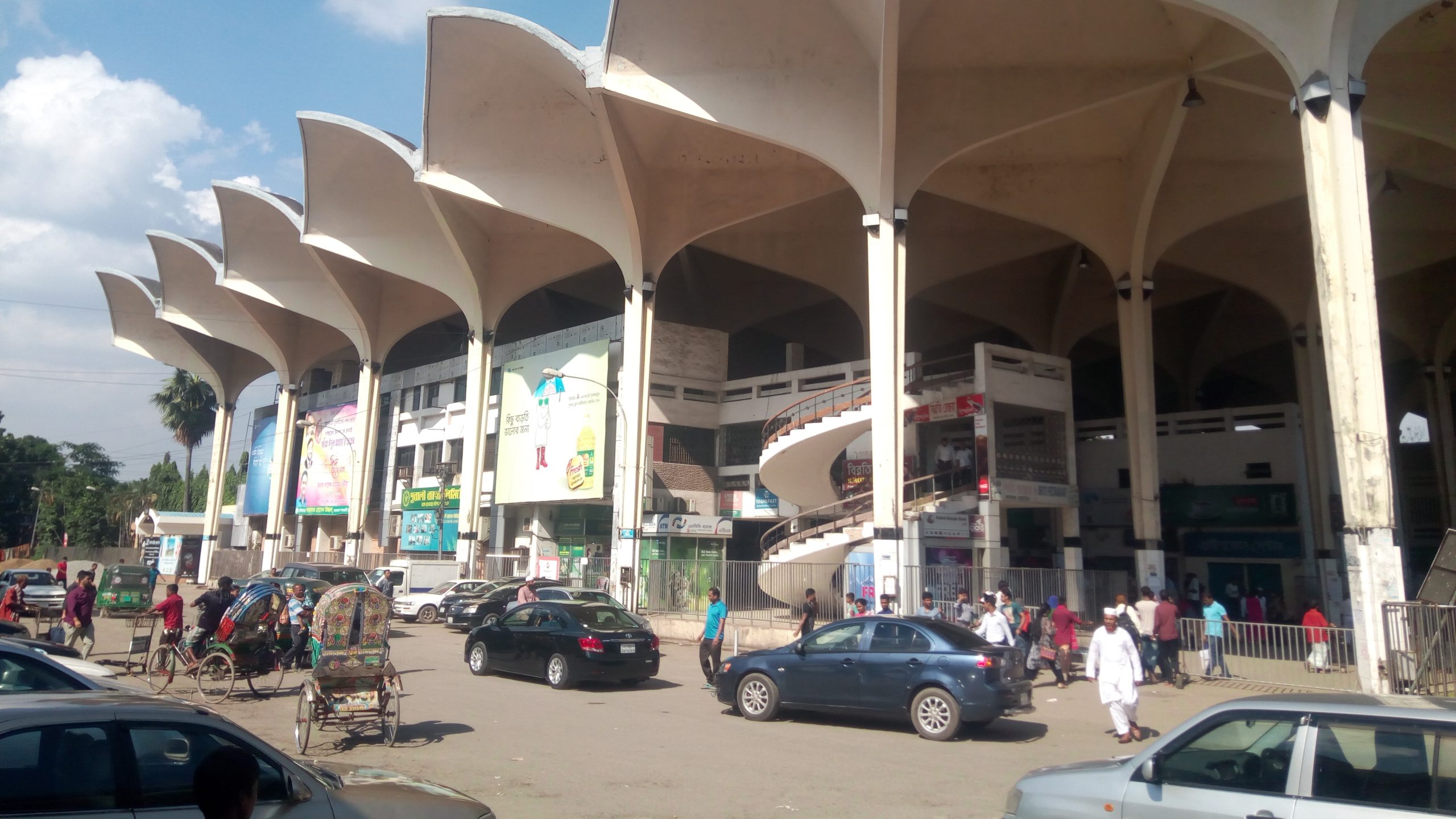 Kamalapur Railway Station platforms in Dhaka, Bangladesh.