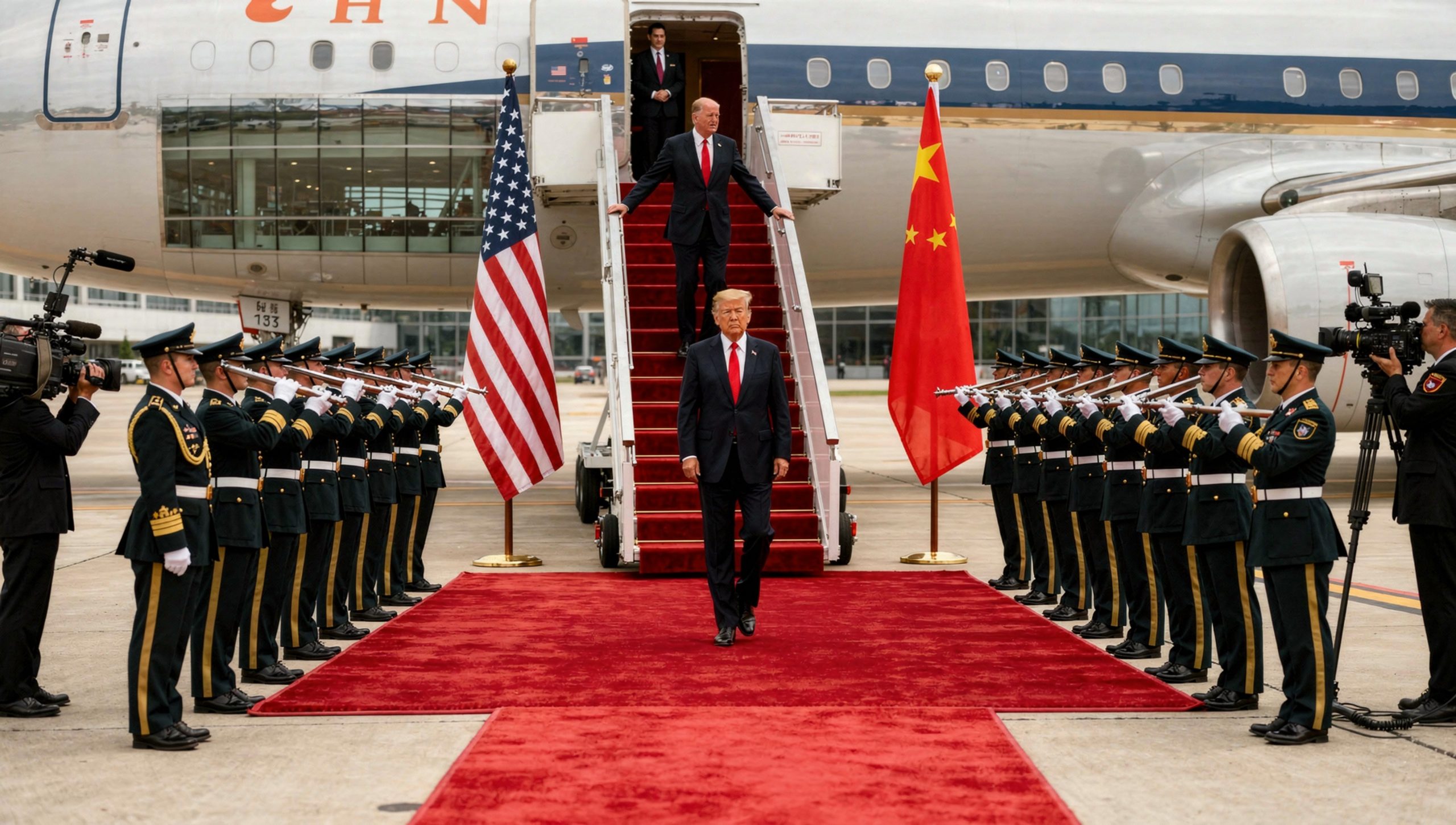 President Trump arrives in China exterior in Beijing.