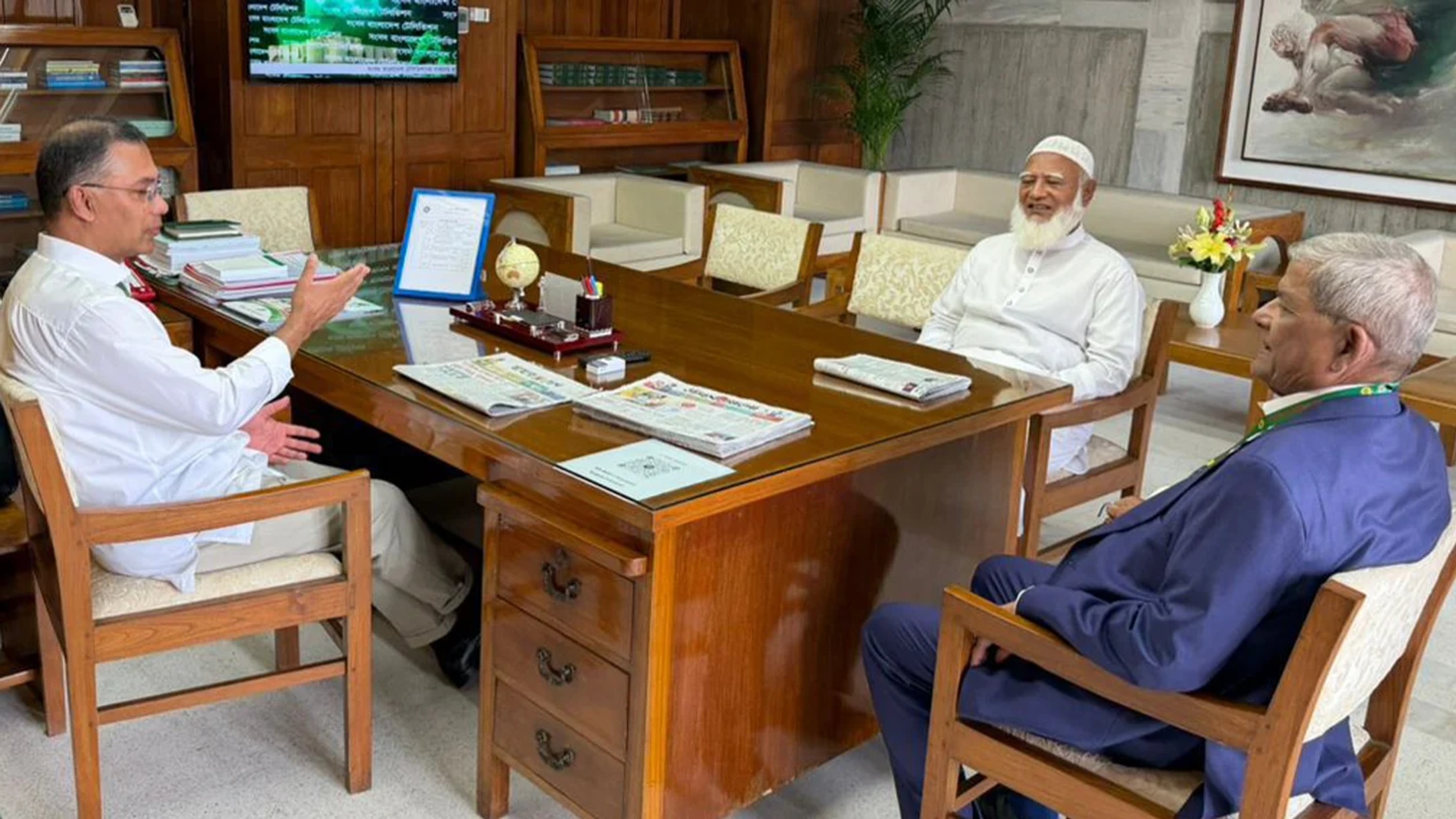 Prime minister Tarique Rahman meets opposition leader in Parliament