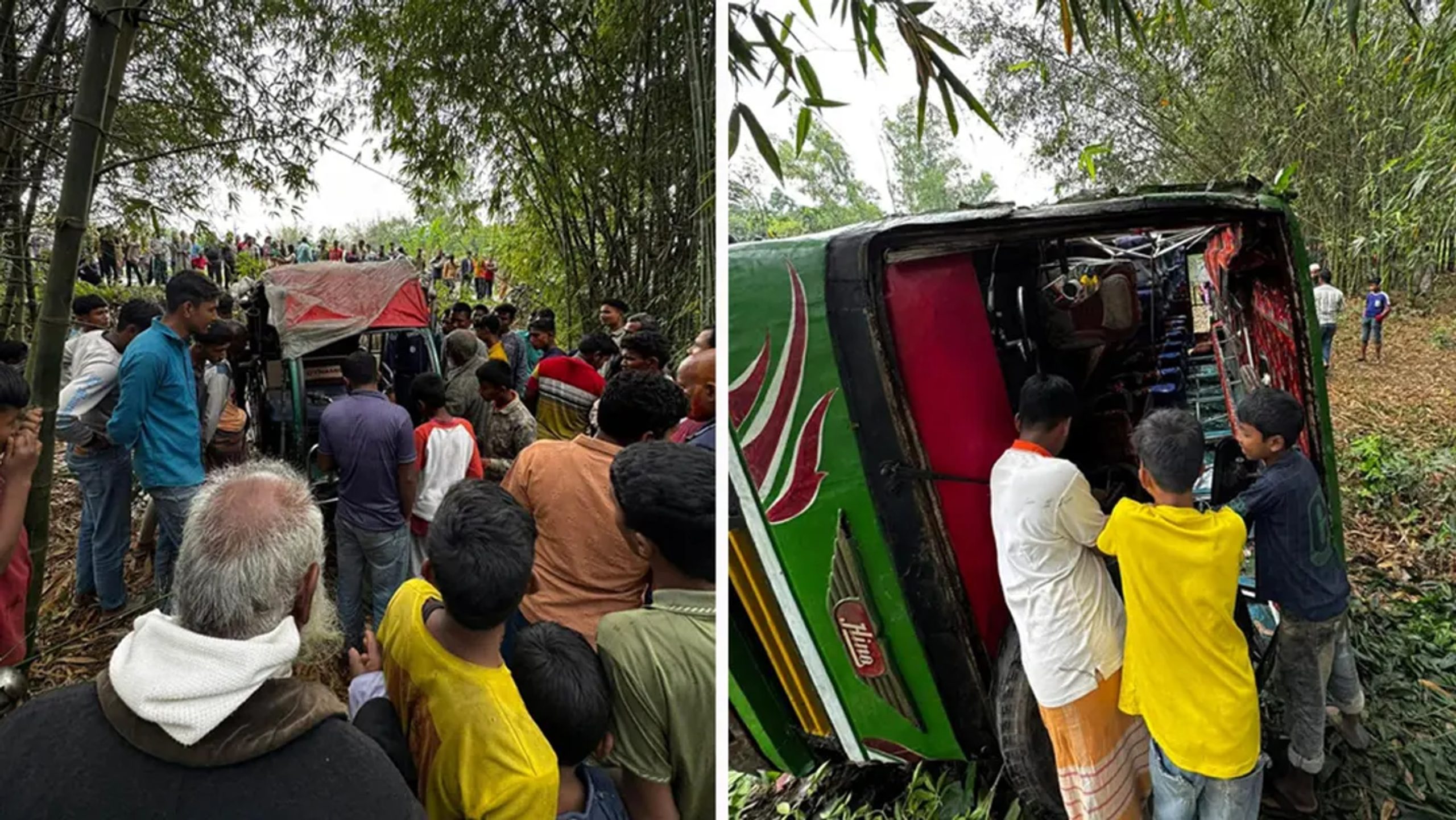 নীলফামারীতে বাস-ট্রাক-অটোরিকশার ত্রিমুখী সংঘর্ষ