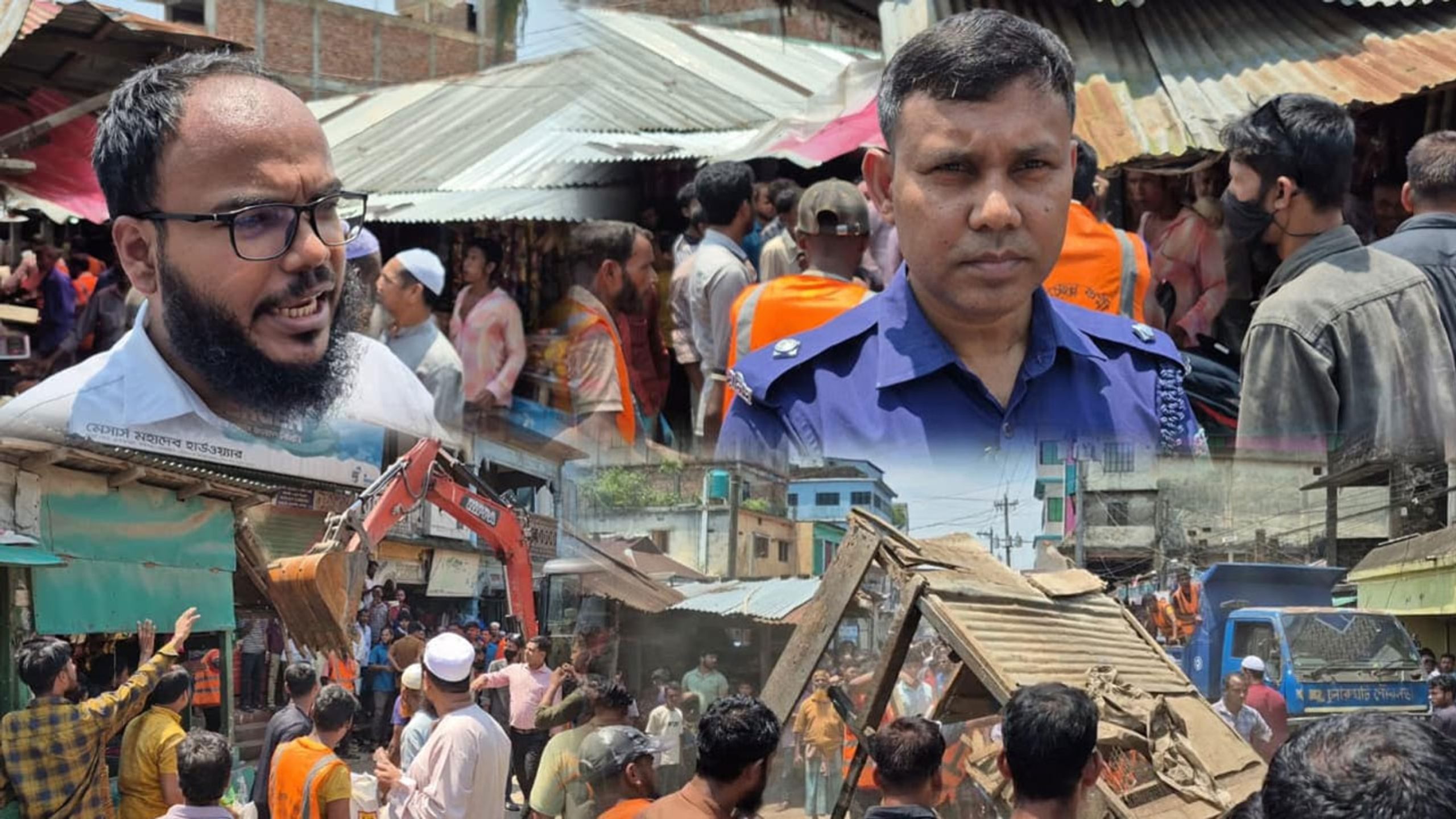Authorities launch eviction drive against illegal sidewalk shops in Chunarughat
