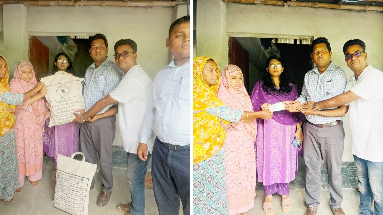 সিংড়ায় দুর্বৃত্তদের হাতে নিহত অটোচালকের পরিবারকে অর্থ ও খাদ্য সহায়তা প্রদান